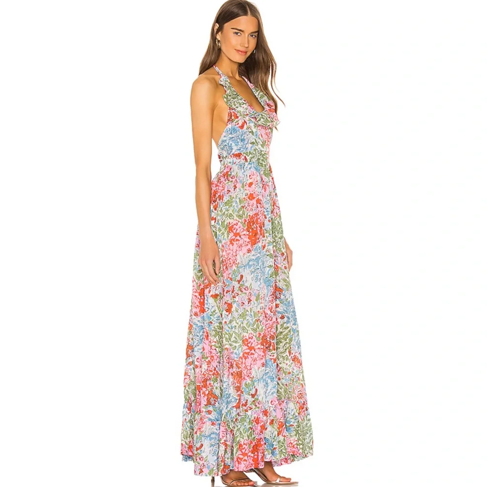 S/W/F floral halter neck maxi guest wedding small dress NWT - Picture 1 of 7